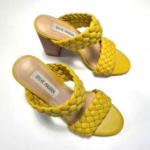 Steve Madden Yellow Braided Women's Block Heel Sandals Size 6M